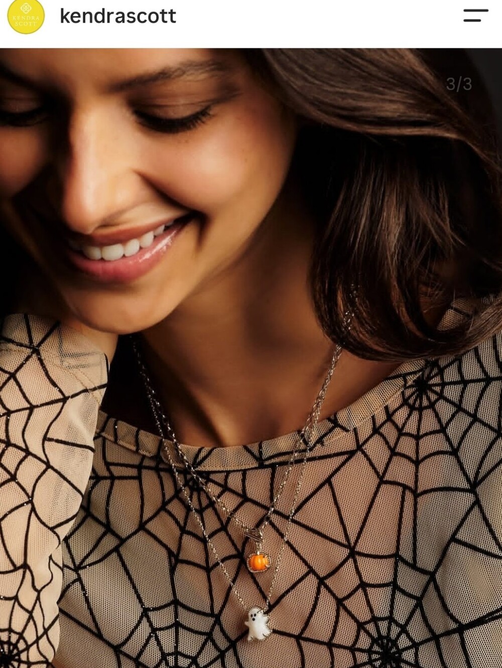 Kendra Scott Pumpkin and Gold link necklace